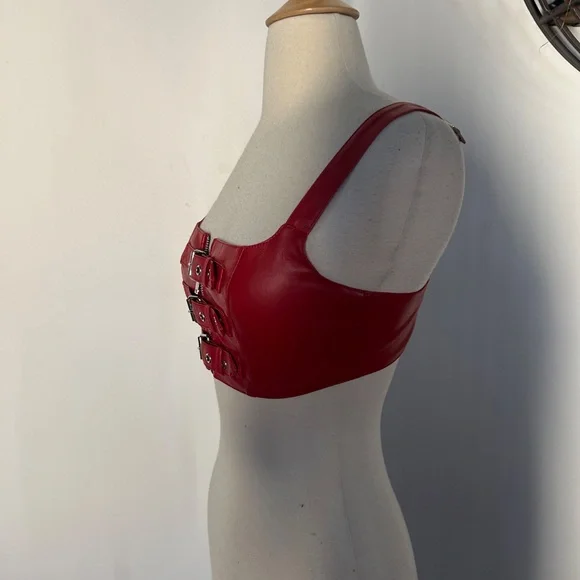 Current Mood Faux Leather Buckle Top XS - Picture 2 of 6